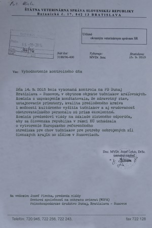 Vyhodnotenie kontrolného dňa na PD Dunaj Bratislava – Rusovce v chovnom objekte tučniakov kráľovských.