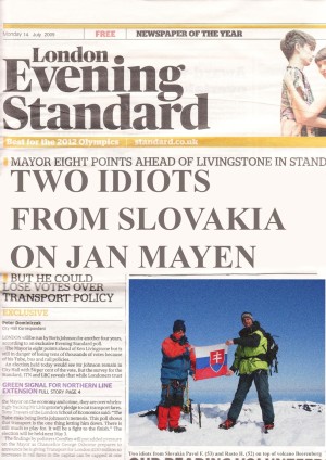 Aj londýnsky večerník Evening Standard priniesol článok oslavujúci úspech slovenských cestovateľov na prvej strane!